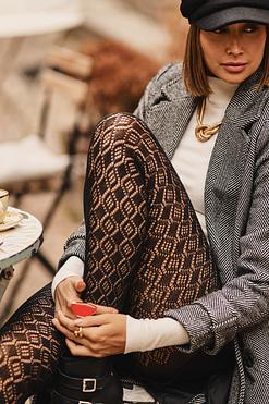 Gabriella NATURAL CASHMIR 103 – Ciepłe rajstopy z ażurowym wzorem