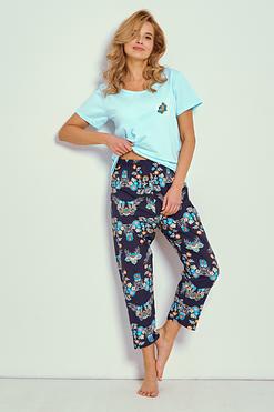 Piżama damska Kristen 3329, jednolita bluzka i spodnie 7/8 – Taro