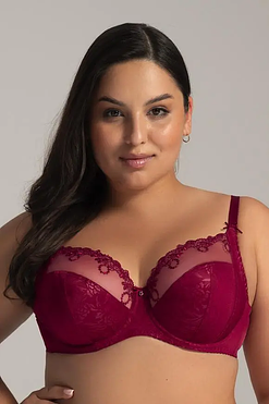 Ava AV 2138 Red – Biustonosz Soft z Kwiatowym Haftem