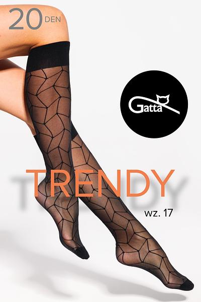 TRENDYLINE KNEE SOCKS - 17 od Gatta. Wykonane z subtelnej, półprzezroczystej przędzy 20 DEN, ozdobione geometrycznym wzorem, który nadaje nogom smukły i modny wygląd. Dzięki elastycznemu, nieuciskającemu ściągaczowi idealnie dopasowują się do nóg, zapewniając komfort przez cały dzień.