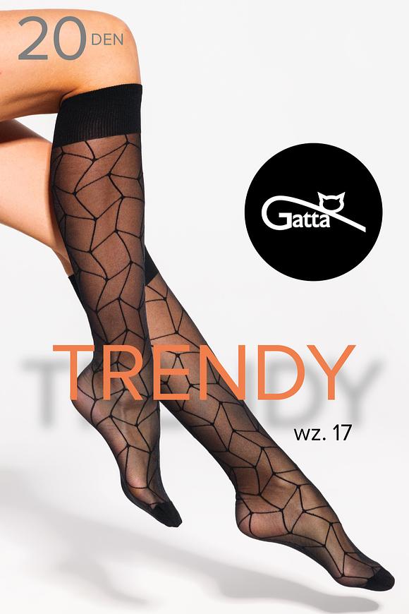 TRENDYLINE KNEE SOCKS - 17 od Gatta. Wykonane z subtelnej, półprzezroczystej przędzy 20 DEN, ozdobione geometrycznym wzorem, który nadaje nogom smukły i modny wygląd. Dzięki elastycznemu, nieuciskającemu ściągaczowi idealnie dopasowują się do nóg, zapewniając komfort przez cały dzień.