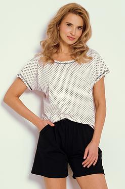 Piżama damska Ayla 3353 – Taro, 100% bawełna, krótki rękaw i szorty z kieszeniami