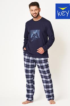 Key MNS 412 B24 – Męska piżama z bawełnianą bluzką i flanelowymi spodniami