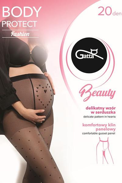 Rajstopy ciążowe Gatta Body Protect Beauty 20 den to połączenie komfortu i subtelnej kobiecości. Zaprojektowane z myślą o przyszłych mamach, idealnie dopasowują się do zmieniającej się sylwetki, zapewniając wsparcie i wygodę w okolicach brzucha. Delikatny wzór w serduszka dodaje im uroku i sprawia, że codzienna stylizacja zyskuje wyjątkowy charakter. Elastyczna przędza o grubości 20 den oraz panelowy klin gwarantują idealne dopasowanie i komfort noszenia przez cały dzień. To idealny wybór dla kobiet w ciąży, które chcą czuć się pięknie i wygodnie.